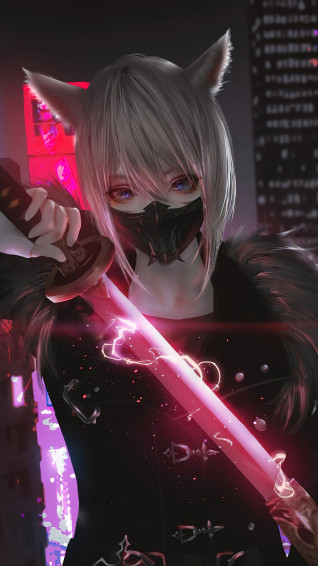 Anime Girl Katana Sword Sci Fi 4k Wallpaper iPhone HD Phone 2830g