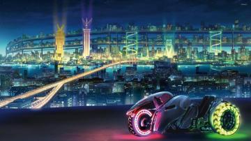 Modern Bike In Futuristic City Wallpaper Fantasy