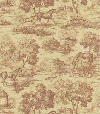 Appaloosa Burgundy Horse Toile Wallpaper