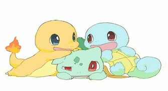 Cute Charmander Bulbasaur And Squirtle Wallpaper