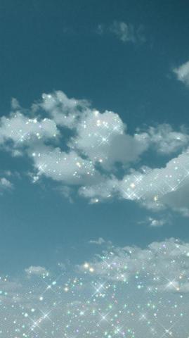 Clouds Pink Wallpaper Glittery Rainbow