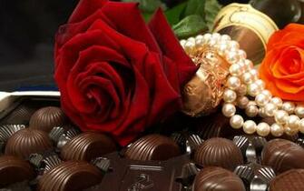 Chocolates With Rose Get Wallpaper