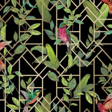 Jardin Tropical Geo Wallpaper In Black Gold I Love