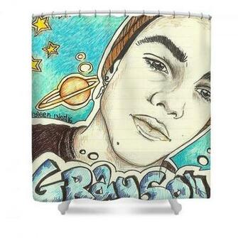 Grayson Dolan Galaxy Background Shower Curtain By Ani