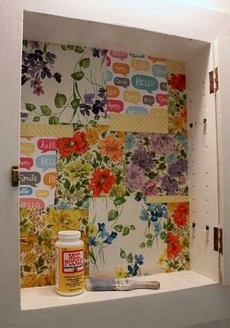 Mod Podge Medicine Cabinet Redone With Scrap Paper
