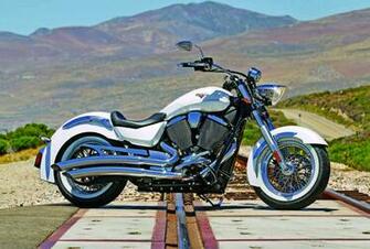 Victory Motorcycle Parked On A Track