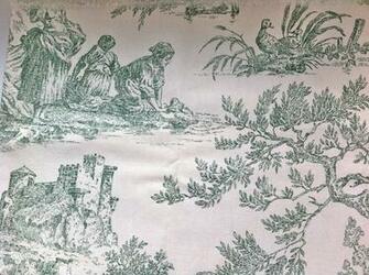 Coupon 140cm X Cm Toile De Jouy Verte