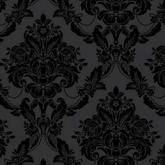 Popular Velvet Flocked Wallpaper Black Image