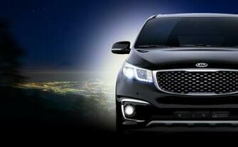 Kia Sedona Black Color In Night Lights City Background HD