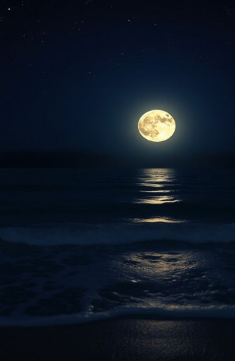 Moon Over Ocean Wallpaper