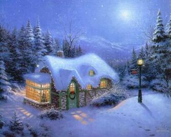 Christmas Cottage Wallpaper