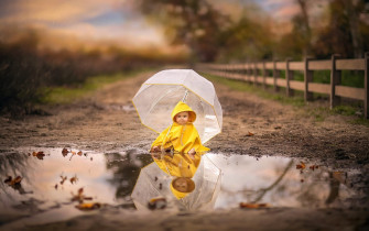 Reflection Umbrella Child Photography Baby HD Wallpaper By