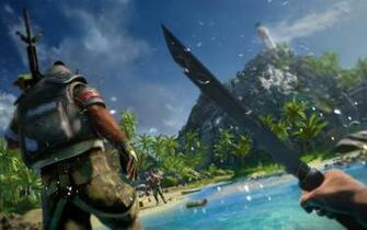 Screenshot Met Een Aanval Mes Op Vijand HD Far Cry Wallpaper