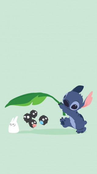 Cute Stitch Coconut And Bunny iPhone Wallpaper