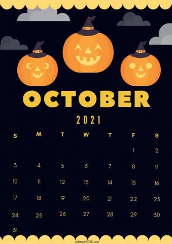 October Cute Calendar Design Printable