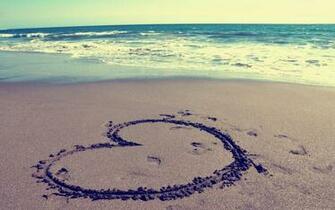 Wallpaper Background Beach Sunset Valentine Hearts