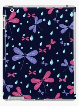 Seamless Pattern Dragonflies On A Dark Background Illustration