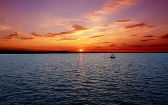 Sunset Ocean Boat Ship Desktop Pc And Mac Wallpaper