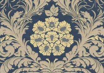 Alexandria Damask Navy Gold Wallpaper From Seriano By Belgravia