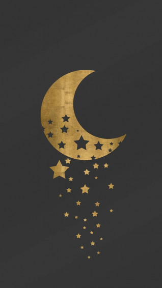 Golden Moon And Stars iPhone Wallpaper