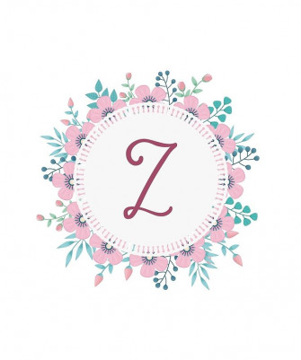 Monogram Z Pretty Pastel Pink Flowers By Floralmonogram