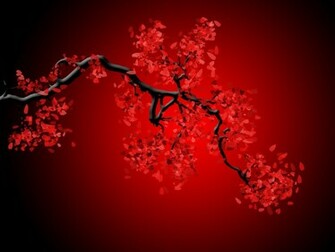 Cherry Blossom Red And Black Wallpaper