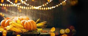 Thanksgiving Day Autumn Pumpkins Over Wooden