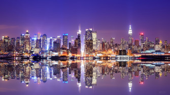 Building City New York Night Reflection Skyscraper Usa 4k HD Wallpaper
