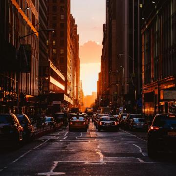 Wallpaper City Sunset New York Buildings