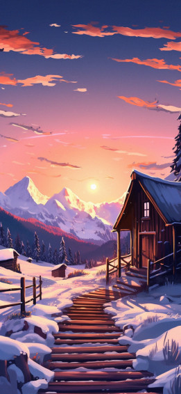 Winter In The Mountains Aesthetic Wallpaper HD