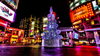 Wallpaper Christmas Holiday Tree Street