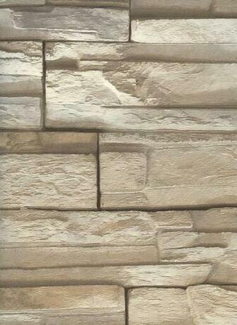 Travertine Taupe White Stacked Stone Textured Wallpaper Rn1041