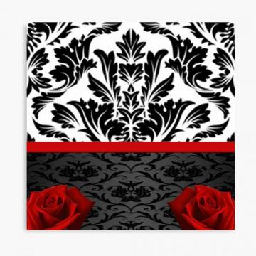 Black White Damask Red Roses Poster By Personaleffects