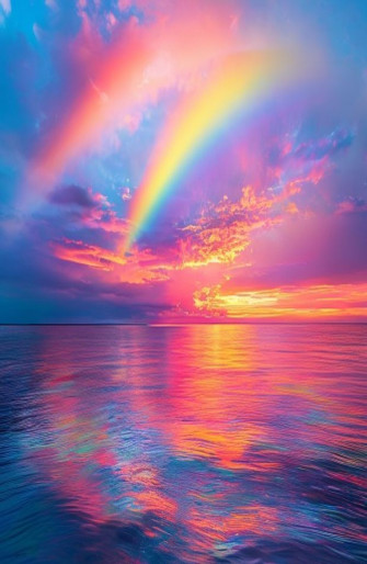 Sunset Ocean Rainbow Wallpaper