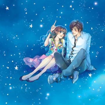 Sky Love Blue Romantic Couple Eyes Girl Boy Anime