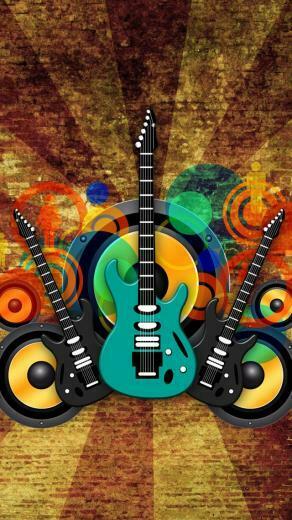 Vintage Music Guitars Wallpaper iPhone