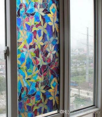 Orchid Floral Flower Vinyl Static Cling Privacy Film Stained Glass