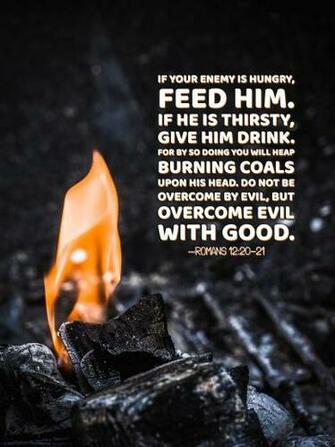 Burning Coals Overcome Evil With Good Christian Wallpaper Quote