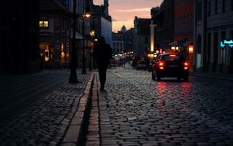 City Street At Night Background Wallpaper HD