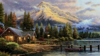 Thomas Kinkade Wallpaper Paintings Art HD Desktop