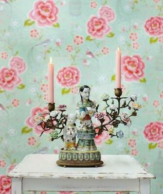 Wallpaper Amina Pastel Green Strawberry Red Yellow Rose