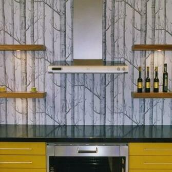 Modern Yellow And Grey Kitchen Home Designs Wallpaper