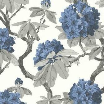 Long Island Hydrangea Wallpaper In Blue And White With A Textured