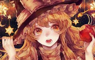 Wallpaper Apple Touhou Stars Witch Marisa Image For Desktop