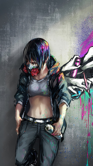Anime Girl Graffiti Wall Art 4k Wallpaper iPhone HD Phone 9250f