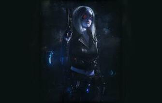 Wallpaper Girl Gun Dark Art Cyborg Cyberpunk