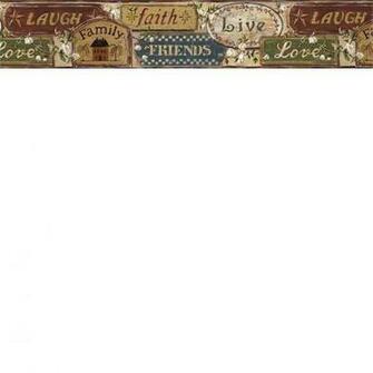 Beige Love Wallpaper Border Rustic Country Primitive