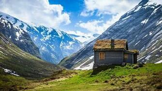 Wallpaper Mountain Lodge Top Snow Full HD 1080p