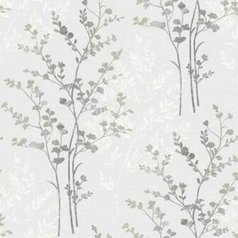 Silver White Grey Fern Motif Arthouse Wallpaper