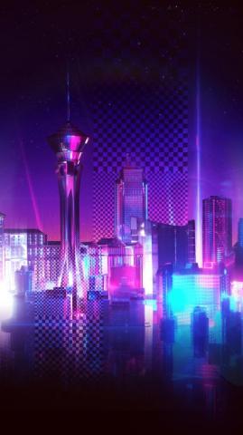 Neon City Purple Racing Phone Wallpaper For Tech